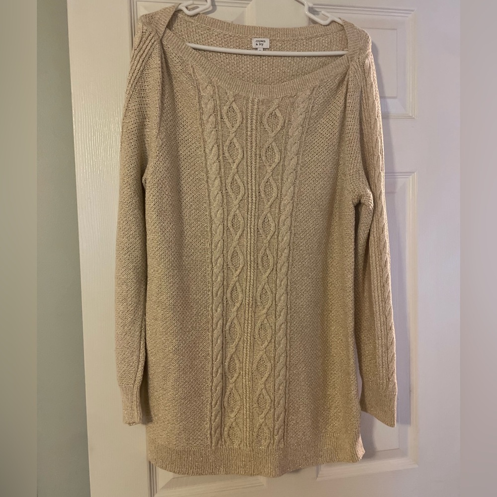 Crown and ivy metallic gold sweater